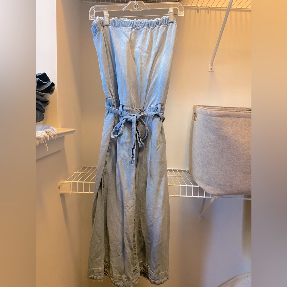 Strapless Chambray Cloth & Stone Jumpsuit - Small